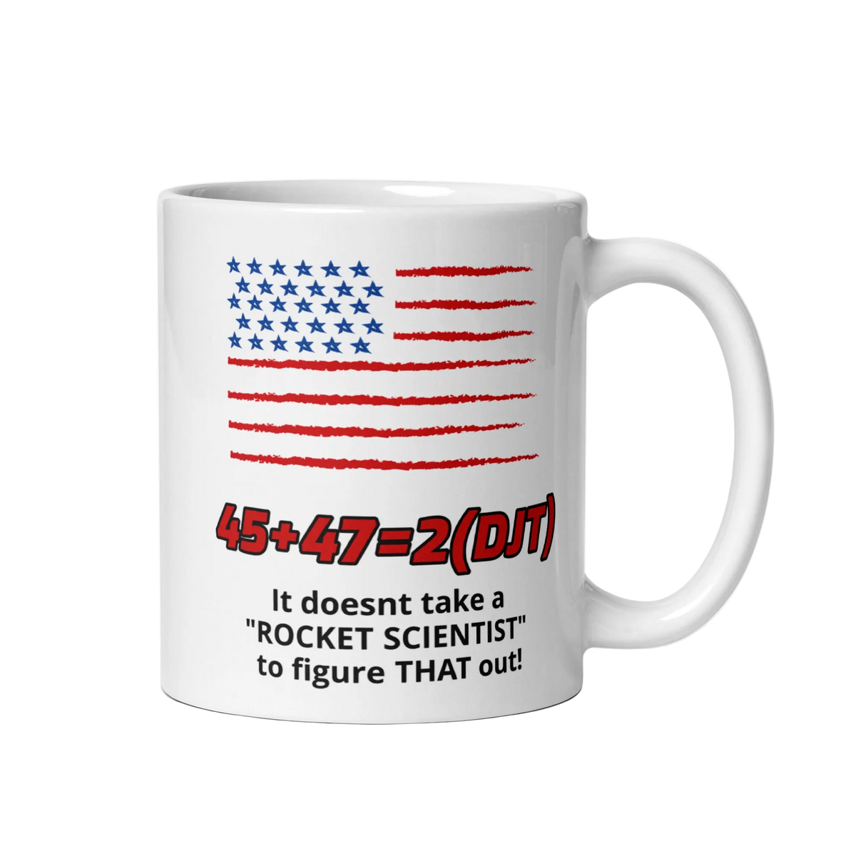 White Glossy Mug – Ceramic Coffee Cup with Bold Printed Design